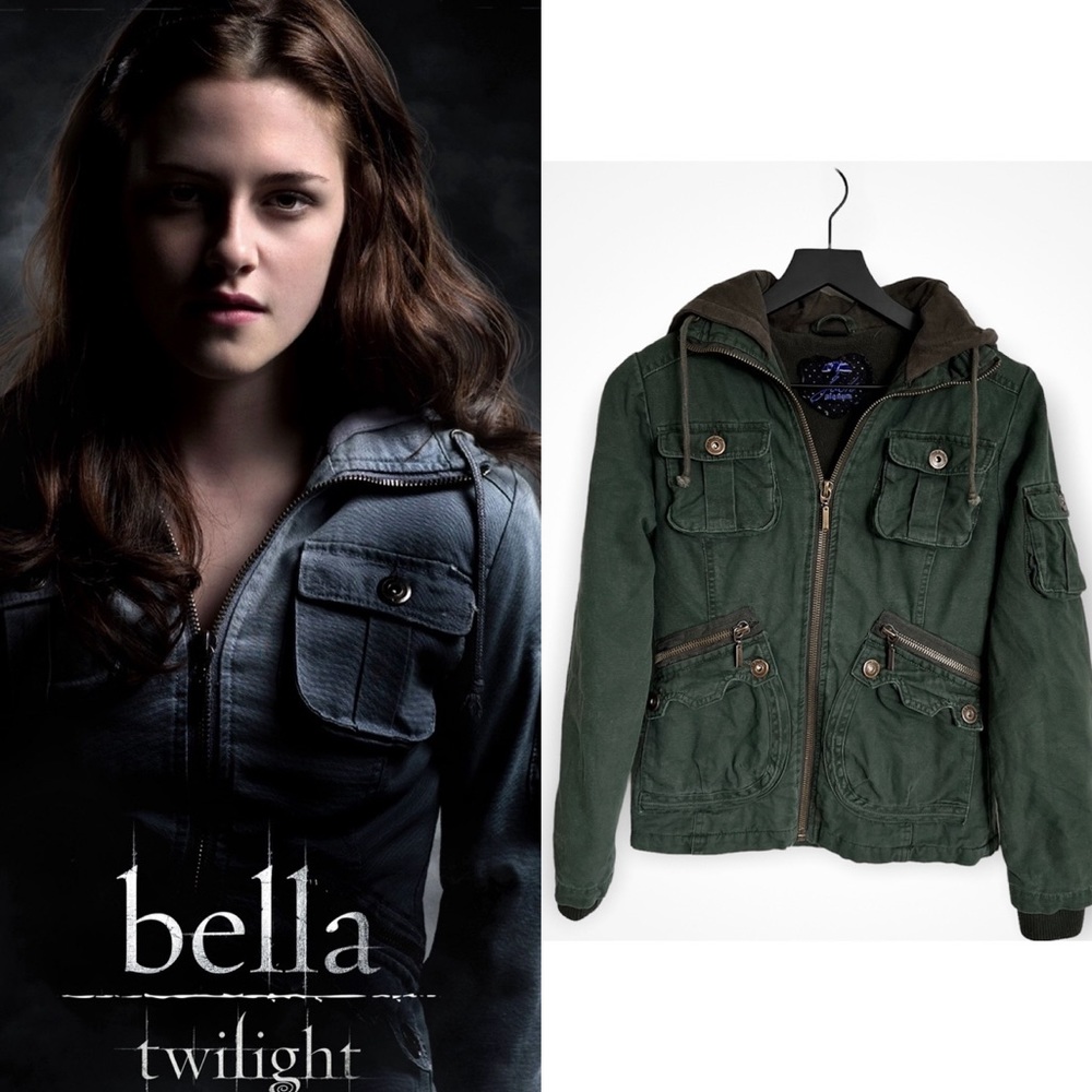 Rare Bella Swan Twilight Jack By BB Dakota GREEN Cargo Jacket Size Small Cosplay